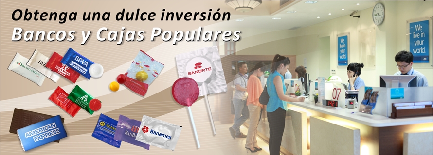 Dulces Promocionales para bancos y cajas populares